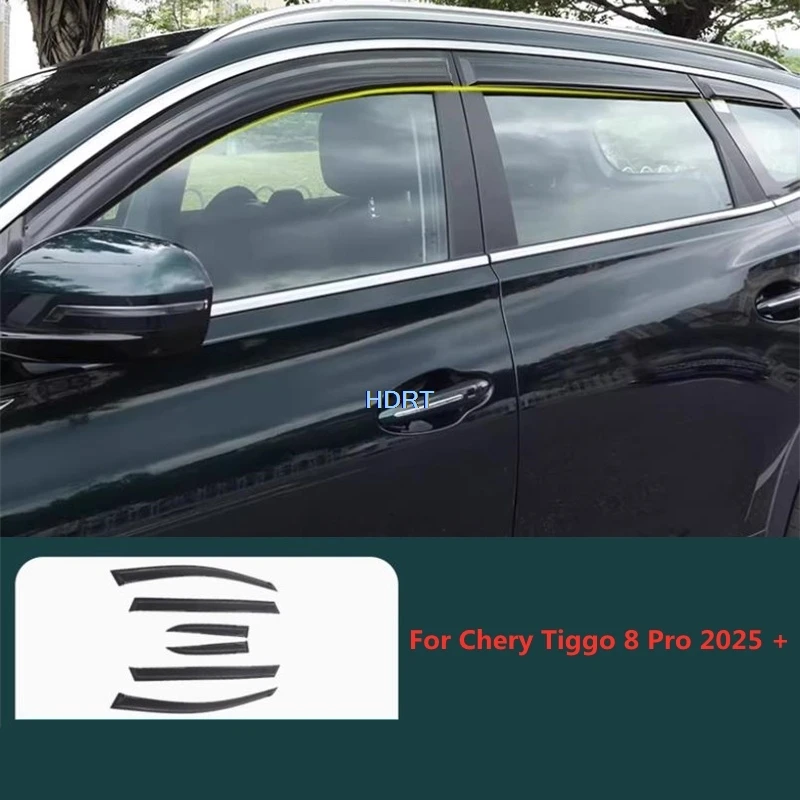 For Chery Tiggo 8 Pro 2025 + Side Window Visor Deflector Sun Rain Shelter Shade Awning Weather Shield Car Styling Accessories