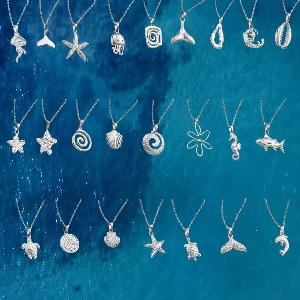 Moda 1pc aço inoxidável estrela do mar concha concha mar tartaruga peixe cauda pingente colar animais marinhos colar feminino meninas presente
