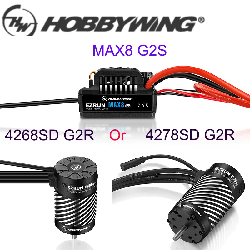 

Комплект бесщеточных сенсорных моторов HOBBYWING EZRUN MAX8 G2S 160A ESC 4268 2500KV / 4278SD 3-6S 2250KV G2R для радиоуправляемых машин 1/8 масштаба