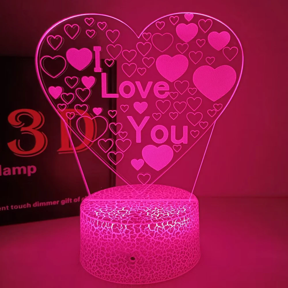 LEDライト付き3Dランプ,バレンタインデー,結婚式のギフト,誕生日,提案家の装飾,ロマンチックなランプ,16色
