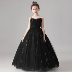 YZYmanualroom Children's Evening Dress, Girls' Princess Dress, Birthday Black Wedding Dress, Fashion Show, Custom Made