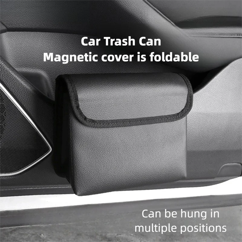

Foldable Universal Car Trash Can Waterproof Large Capacity Hanging Leakproof Rubbish Container Magnet Storage Box