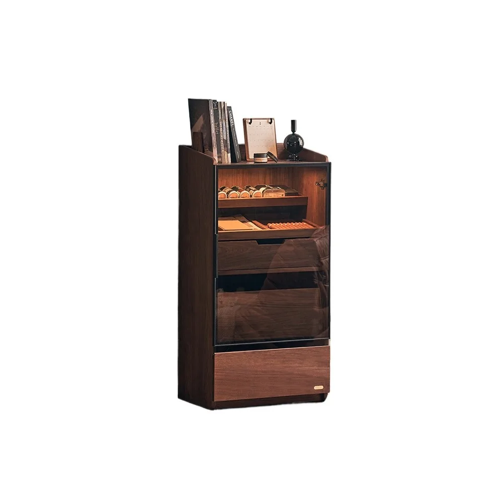 

Solid wood display cabinet, black walnut locker, living room TV side cabinet