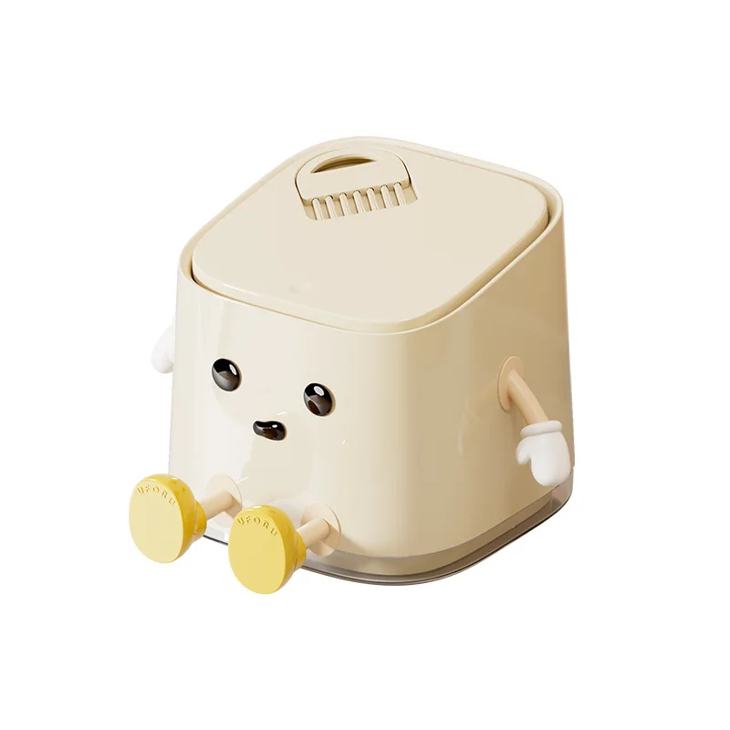 Desktop trash can with lid, household high-end feeling, press the elastic lid, large-capacity waterproof office trash can.