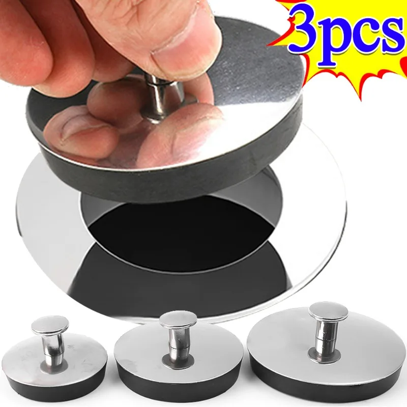 1/3pcs Stainless Steel Bath Plug Kitchen Sink Leakproof Stopper Universal Washbasin Bathtub Drain Stoppers Bathroom Accessories