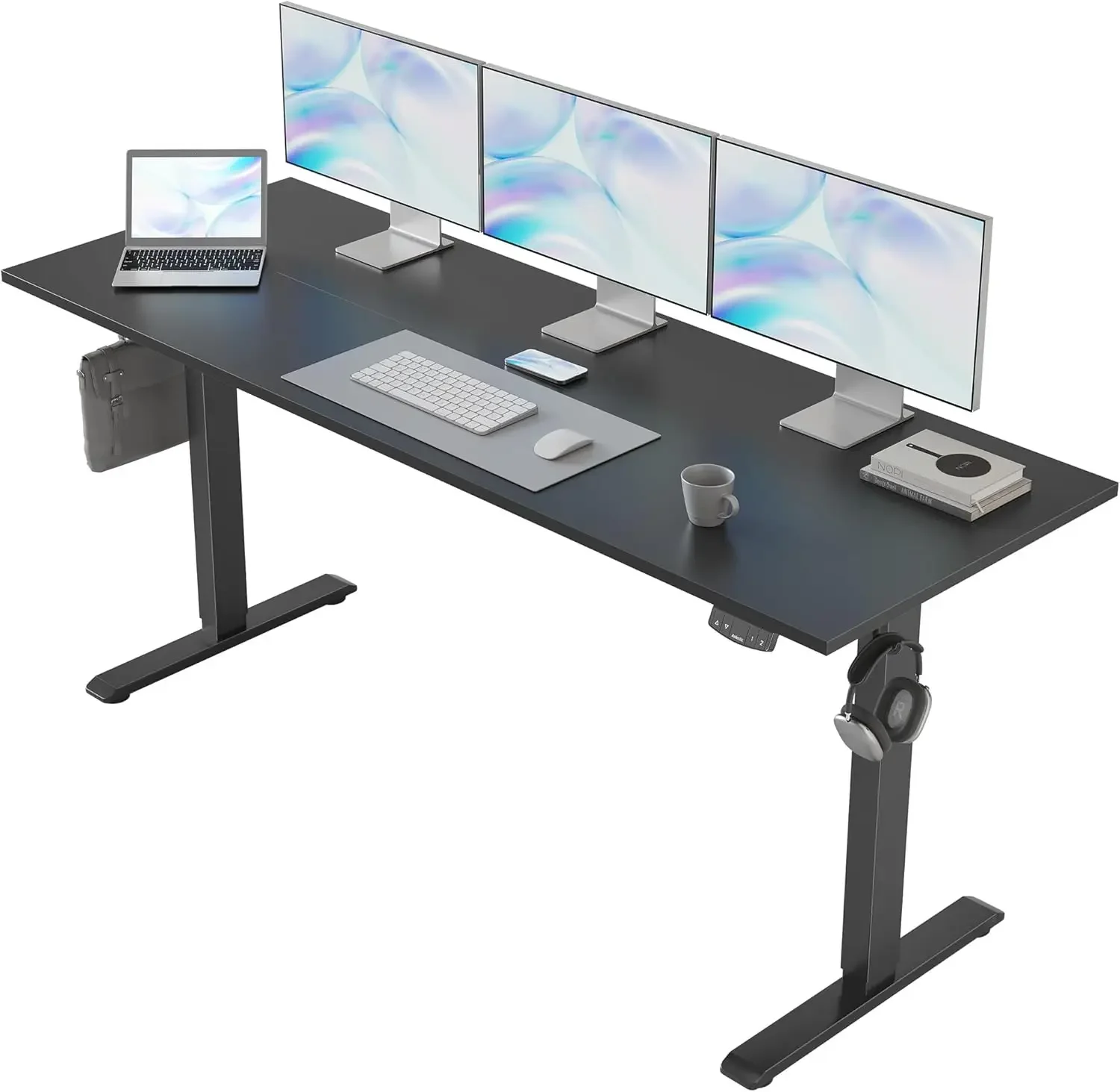 Electric Standing Desk, Large 63 x 24 Inches Height Adjustable Desk, Sit Stand up for Work Office Home, Ergonomic Rising Gaming