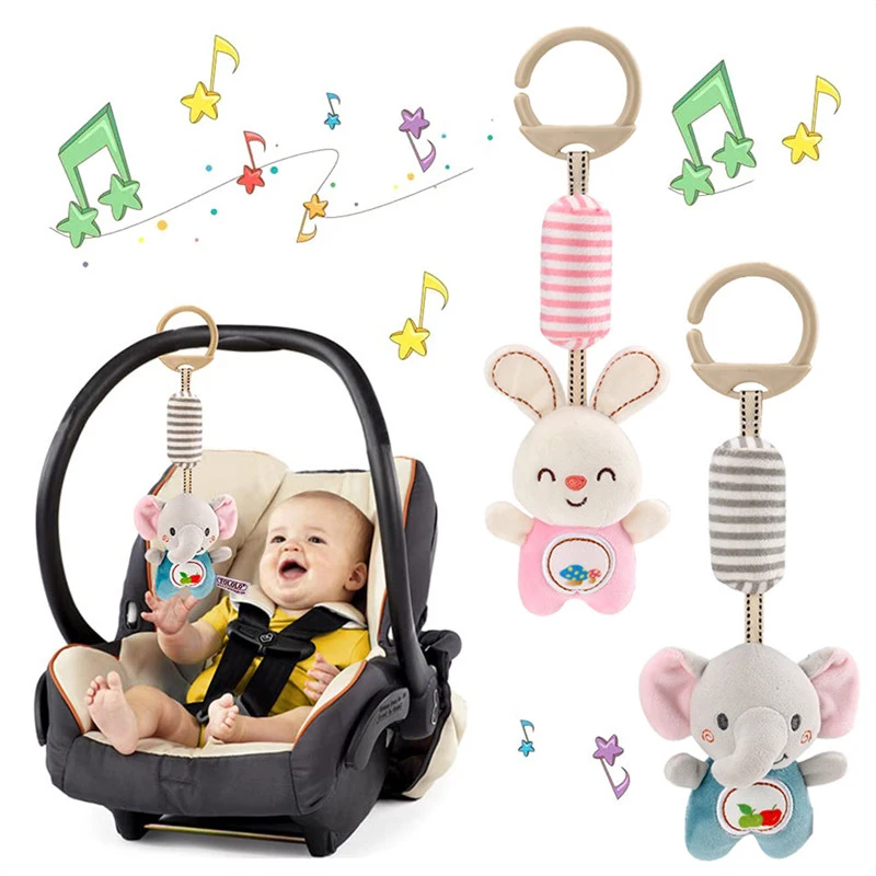 Baby Stroller Bed Hanging Bell Plush Toys Early Education Promote Children Color Cognition Sensory Plush Rattle Training Toys