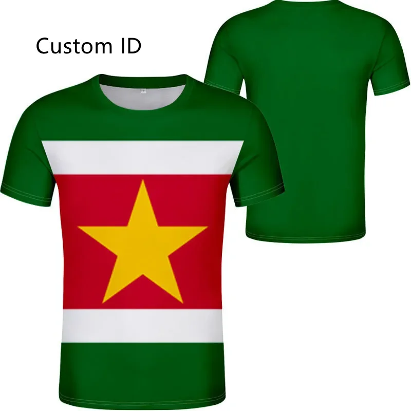 National Print Photo Text Red Clothes Suriname T-shirt Di Free Custom Name SR T-shirt Flag 2024 men's Shirt Oversized Summer T-s