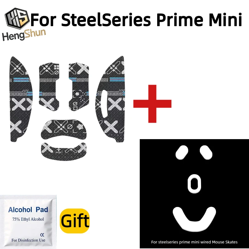 For SteelSeries Prime Mini Gaming Mouse Grip Tape Pre-Cut Anti Slip Sweat Resistant PTFE Feet Skates Alcohol Pad Gift