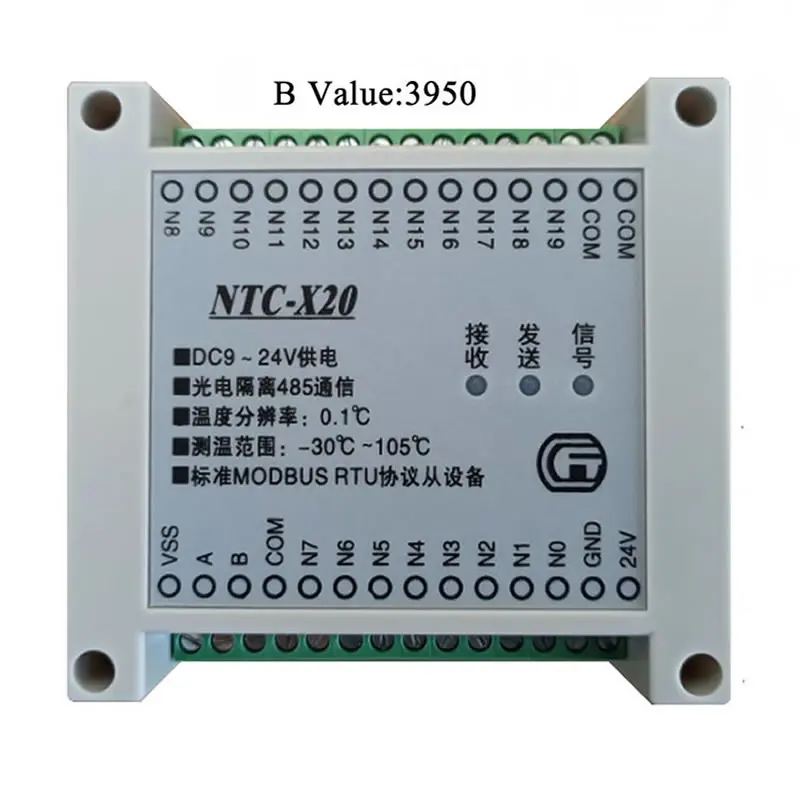 Hot sell 4/12/20-channel NTC Thermistor Temperature Acquisition Module Transmitter Inspection Instrument MODBUS RTU Isolation RS
