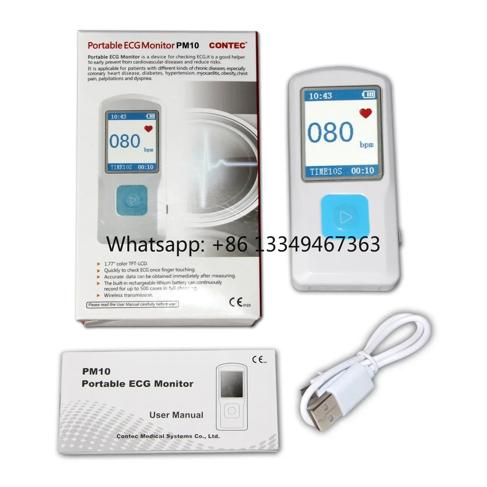 

High quality PM10 Bluetooth Handheld Portable EKG Machine Heart Beat Supervise LCD USB Software