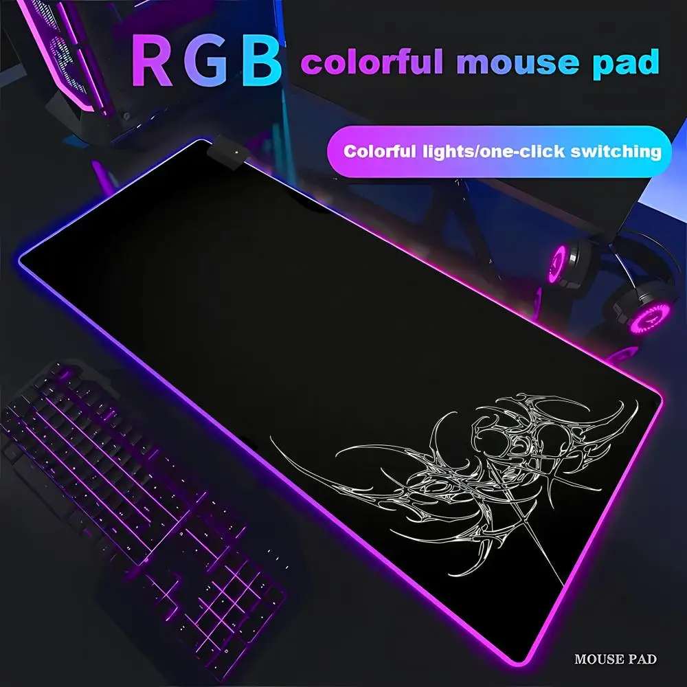 

HYBXAXC Cybersigilism Tribal Design Mouse Pad Minimalistic Tech Tribal Mouse Pad RGB Gaming HD Gamer LED Light PC Computer