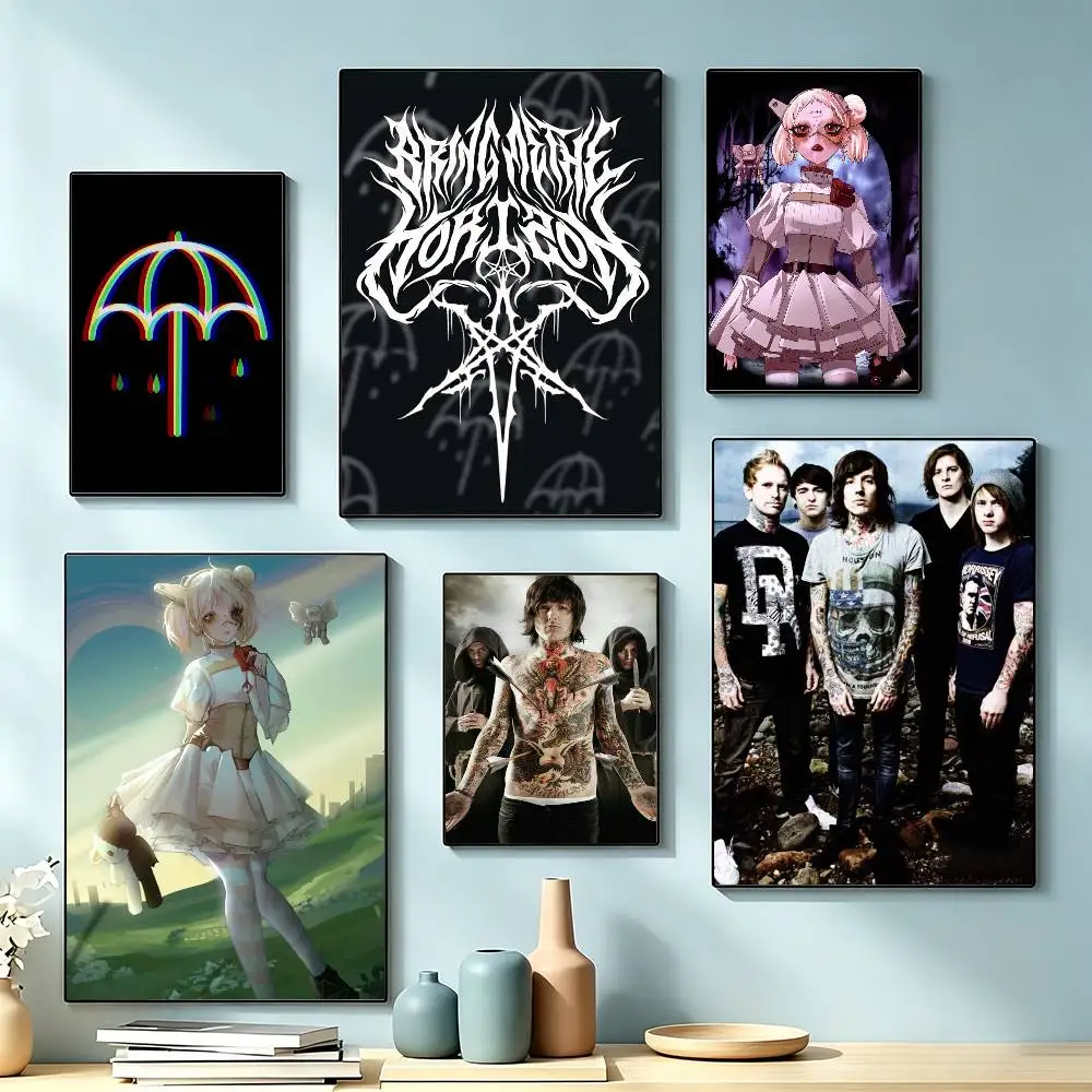 B-Bring Me The Horizon Poster Waterproof Wall Art Sticker For Bar Living Room Vintage Decor High Quality Print Gift