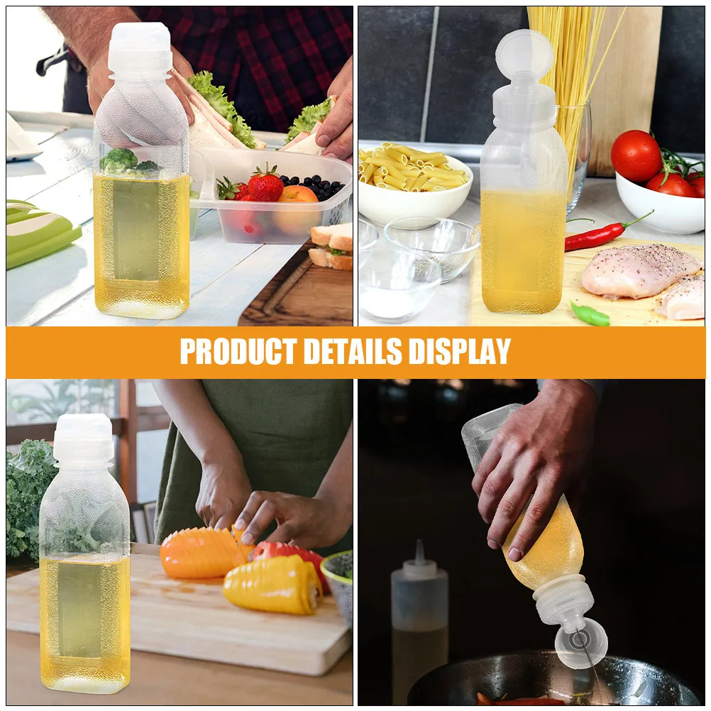 10Pcs Oil Dispensers Squeeze Bottles Refillable Food Grade Precise Measuring Marks Empty Condiment Bottles Cooking Kitchen Sauce