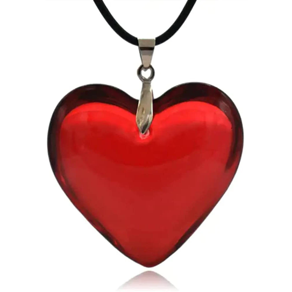 Y2K Red Heart Pendant Necklaces Chunky Glass Puffy Heart Choker Necklace for Women Jewelry Gifts for Teen Girls