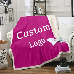 Customized Brand Logo Throw Blanket DIY Logo Print Sofa Sherpa Blanket Couch Quilt Bedspread for Kids Adults Plush Quilt