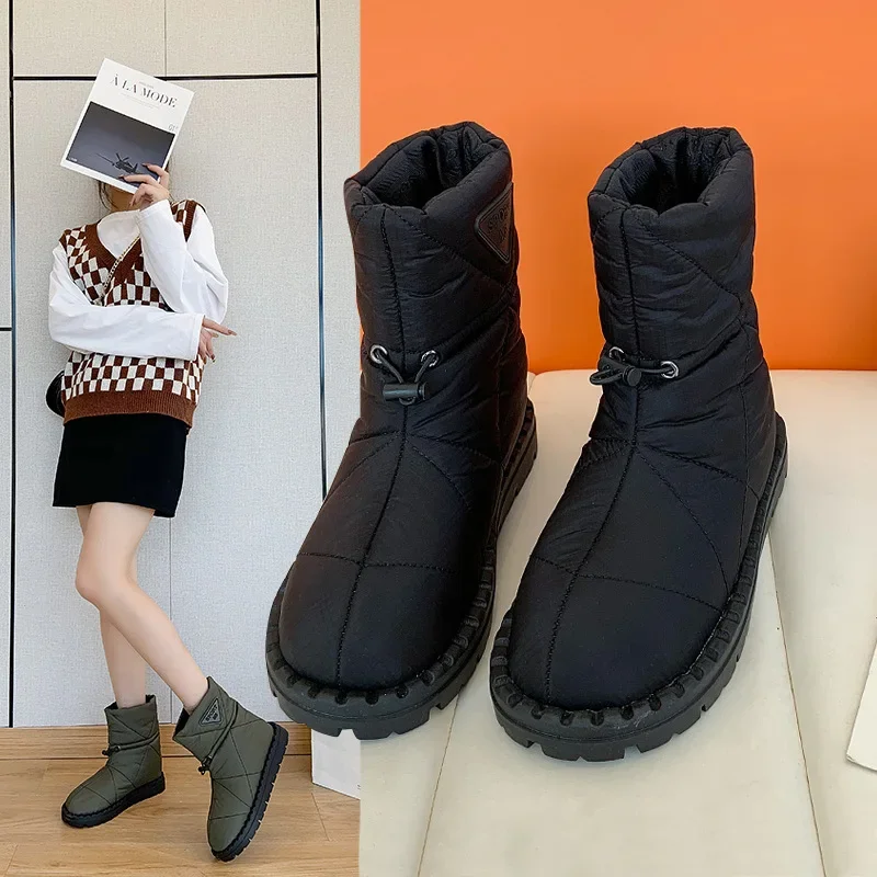 

Cotton Boots Women's Slip-on Winter Plush Thickened Snow Boots Versatile Casual Boots Keep Warm Fur Waterproof Ankle bootes