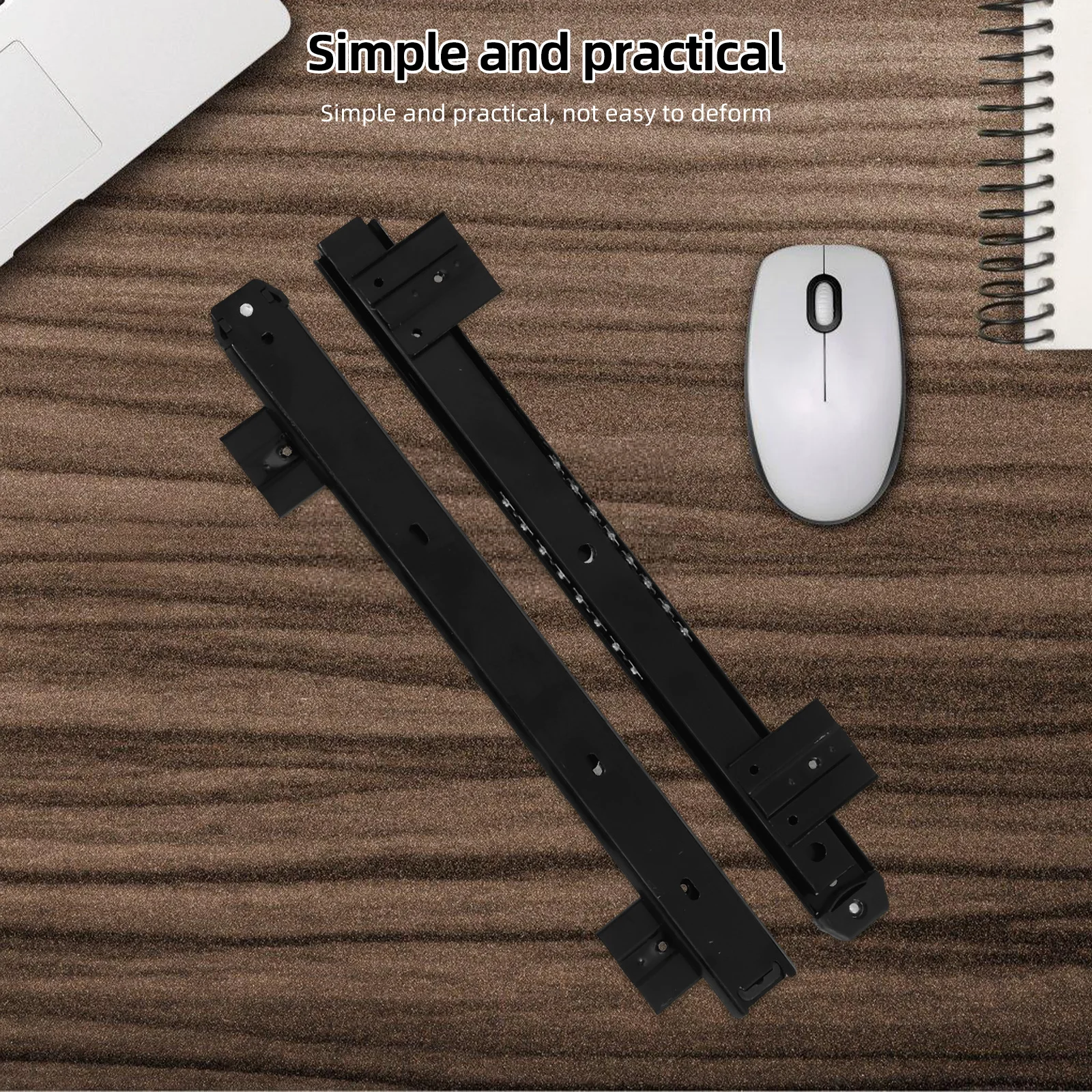 

1Set Keyboard Tray Slide 27Inch Wide Heavy Duty Steel Frame Silent Extension for Computer Table Side Mount Drawer Glides