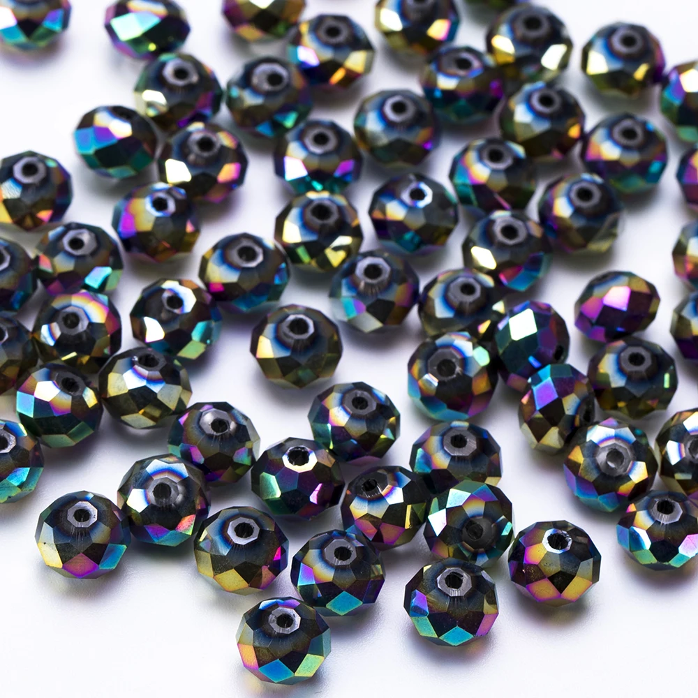 4 6 8mm Czech Rondelle Crystal Beads Faceted Electroplate Glass Beads Loose Spacer Beads for Jewerly Making DIY Bracelet Neclace