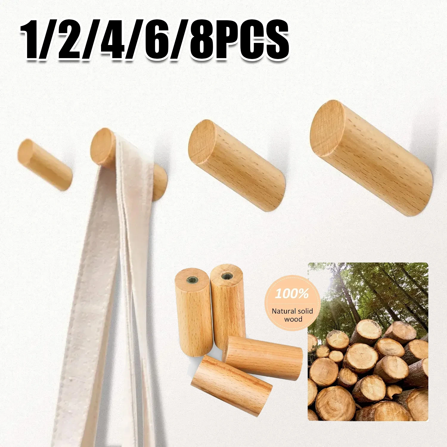 Ganchos de pared de madera sencillos para ropa, sombreros, bufandas, toallas, organizador para el hogar, estante de almacenamiento, decoración de habitación, juego de perchas para abrigos montadas en la pared