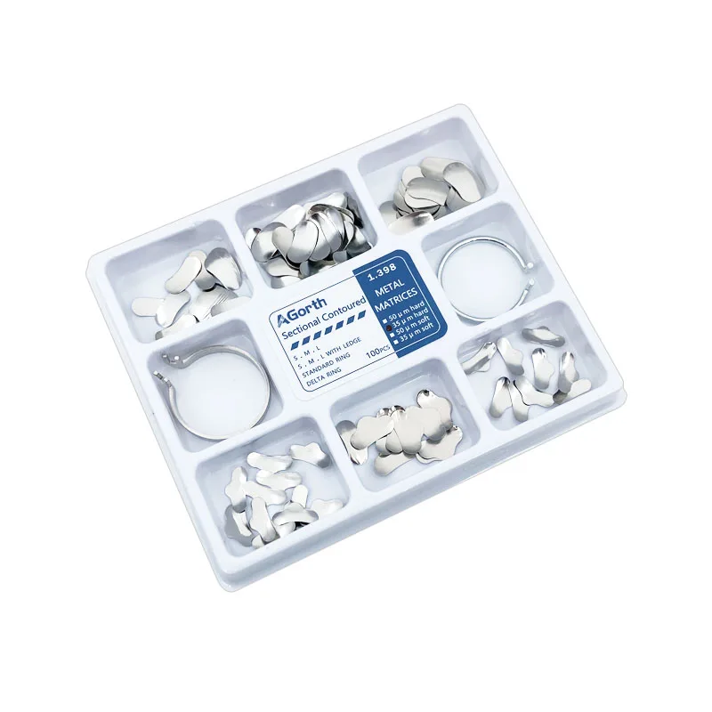 100Pcs Dental Matrix Sectional Contoured Metal Matrices Band Resin Clamping/Seperating Ring Dentist Tools view 6