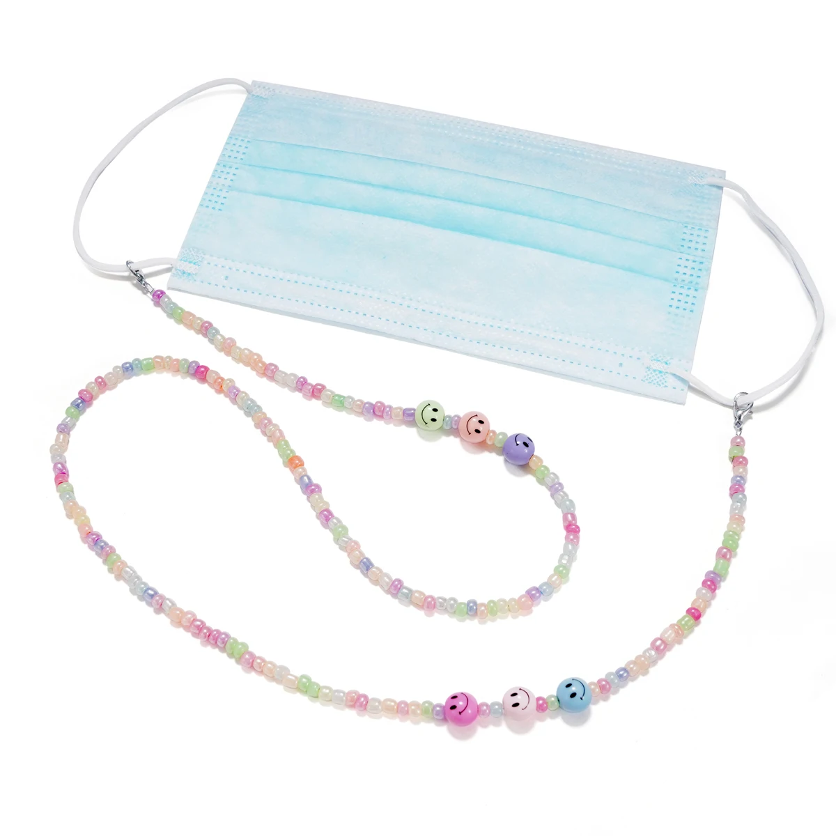 Children Colorful Acrylic Glasses Mask Lanyard Glasses Chains Cartoon Smile Face Rope Strap Holder Anti-lost Mask Chain For Boys