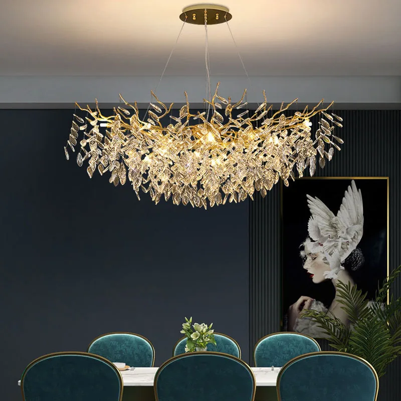 

Beautiful Crystal Chandeliers Gold Aluminium Parlor Dining Room Lighting G9 Bulb Bedroom Modern Lamp Cord Adjustable