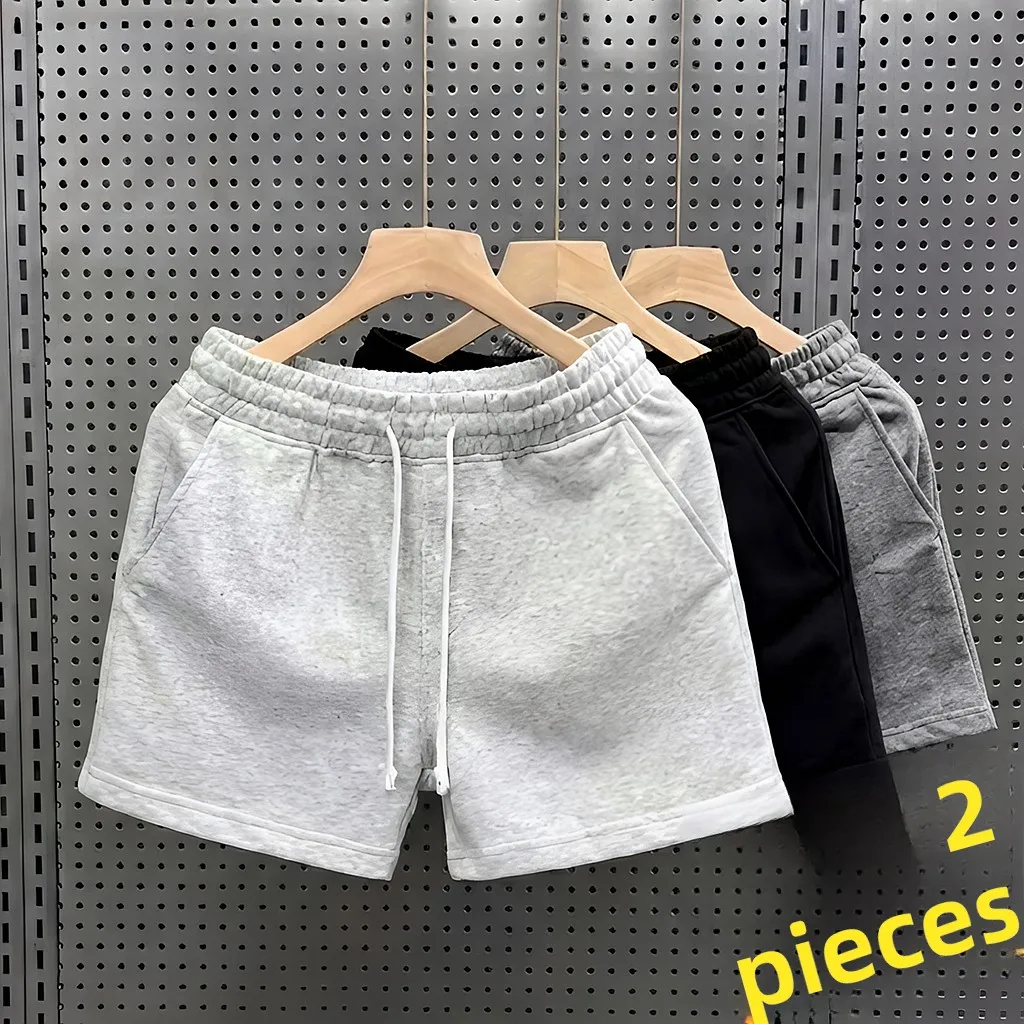 

Мужские летние тонкие свободные дышащие пляжные шорты для фитнеса и бега, повседневные брюки, однотонные, длиной до колена, из полиэфирного волокна