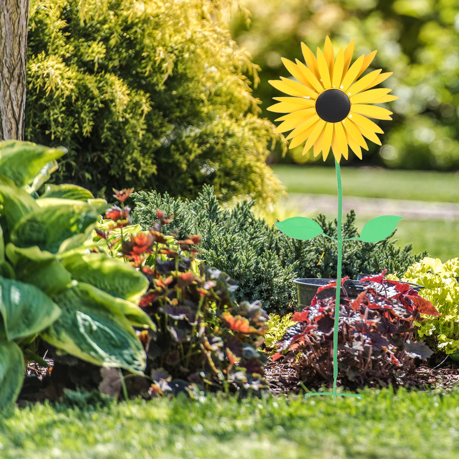 

Sunflower Windmill Garden Decor Metal Yard Patio Iron Spinner Outdoor Sculpture Spinners Yard Windmill Durable Reliable Garden