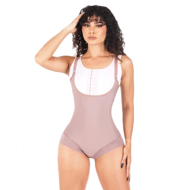 Butt Lifter Shapewear Women Lace Shaper Slimming Shorts Fajas Colombian Girdle Waist Trainer Open Breasted Sleeveless Bodysuit