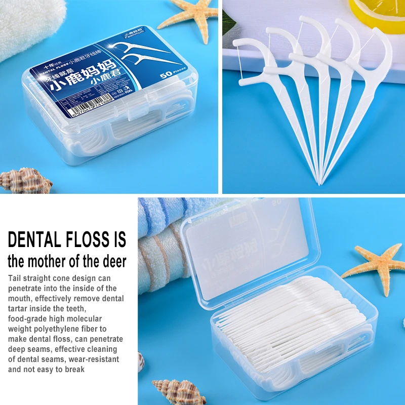 30/50/100 pcs/Set Portable Floss Picks Waxed Mint Flavor Oral Care Wire Floss Tooth Clean Oral Care Drop Shipping