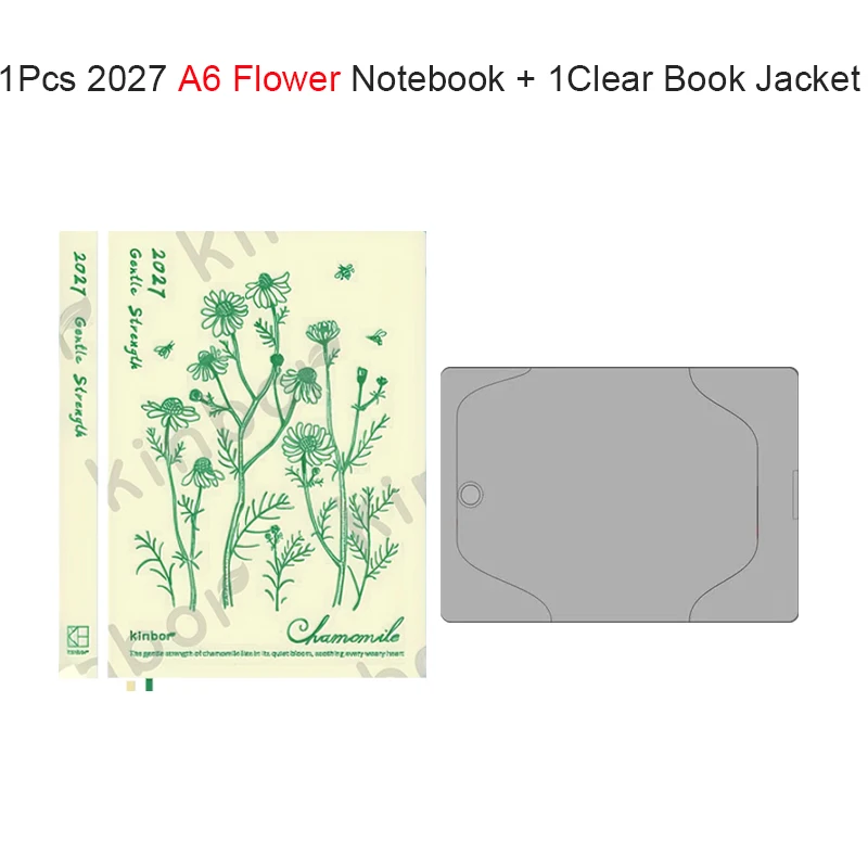 Kinbor Classic 2027 Tagesplaner, minimalistisches schwarzes PU-Leder-Tagebuch mit einer Seite pro Tag, 52g Bawen-Papier A5/A6 Jahresplaner-Notizbuch