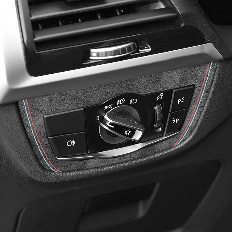 Made of Alcantara For BMW X3 G01 X3 G08 X4 G02 Car Headlight Switch Control Panel Trim Frame Sticker Interior Tuning Accessories