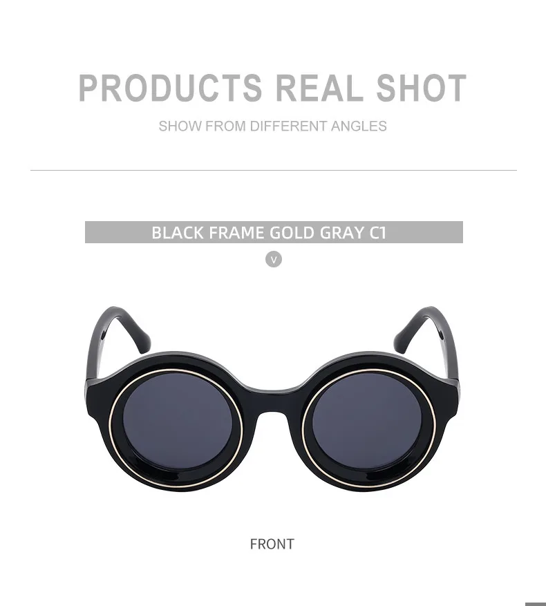 Punk runde Sonnenbrille Männer Luxusmarke Design Steampunk Sonnenbrille für männliche Sommer neue Mode kleine Rahmen Sonnenbrillen Brillen – Detail 11
