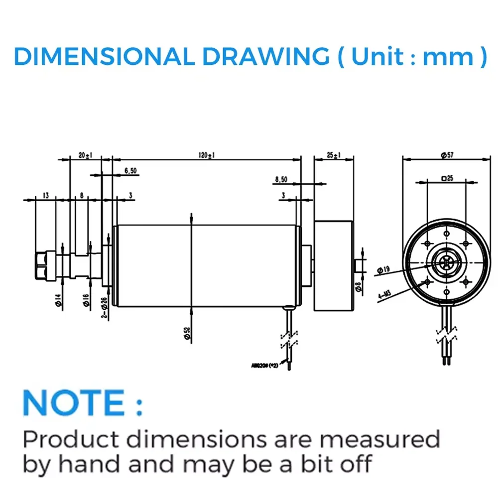 Two Trees 500w High Speed Air Cooled Spindle Motor ER11 12000RPM for Woodworking Engraving Machine CNC Router