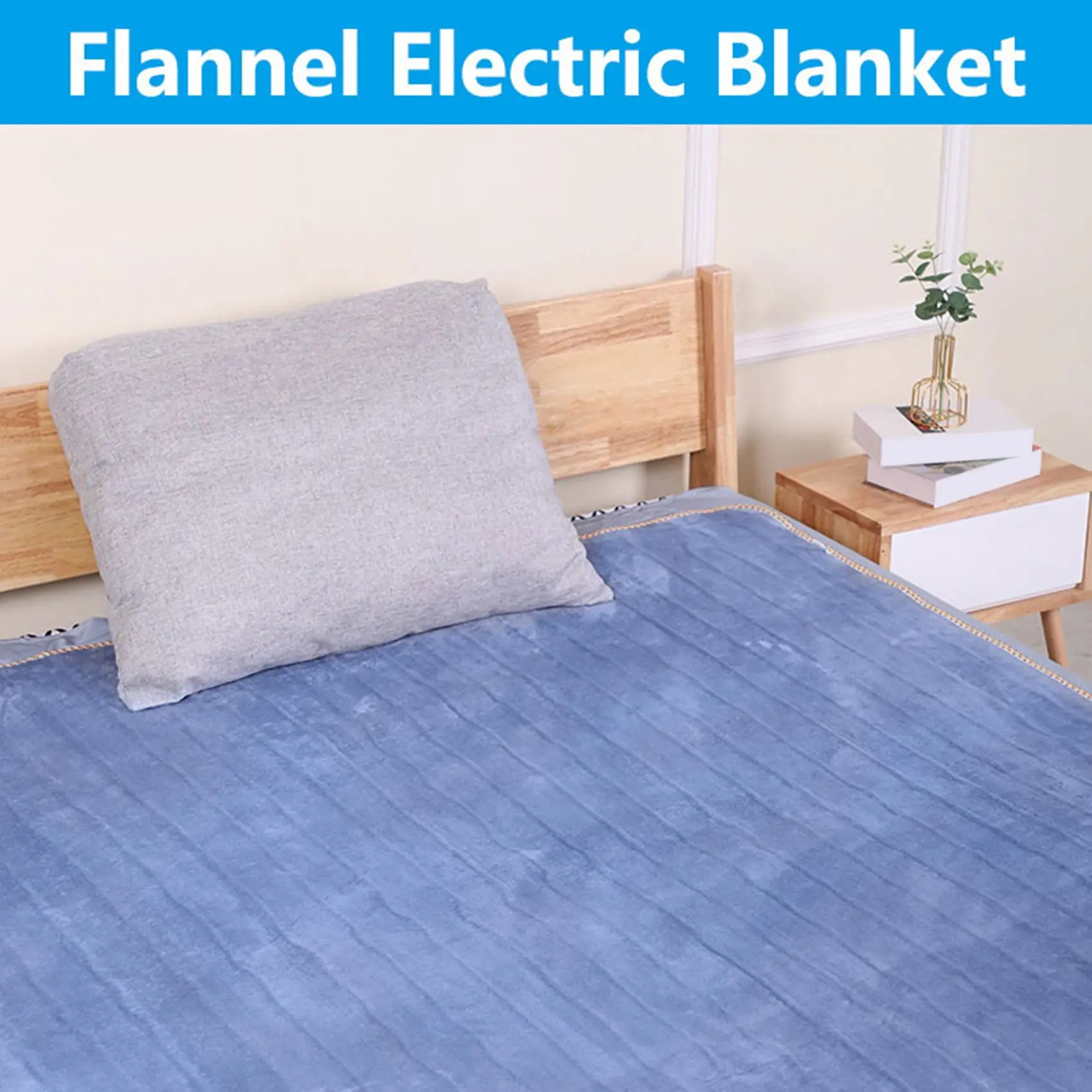 Electric Blanket Thicker Heater Single Control Household Electric Blanket Heating Blanket Mattress Blue EU Plug