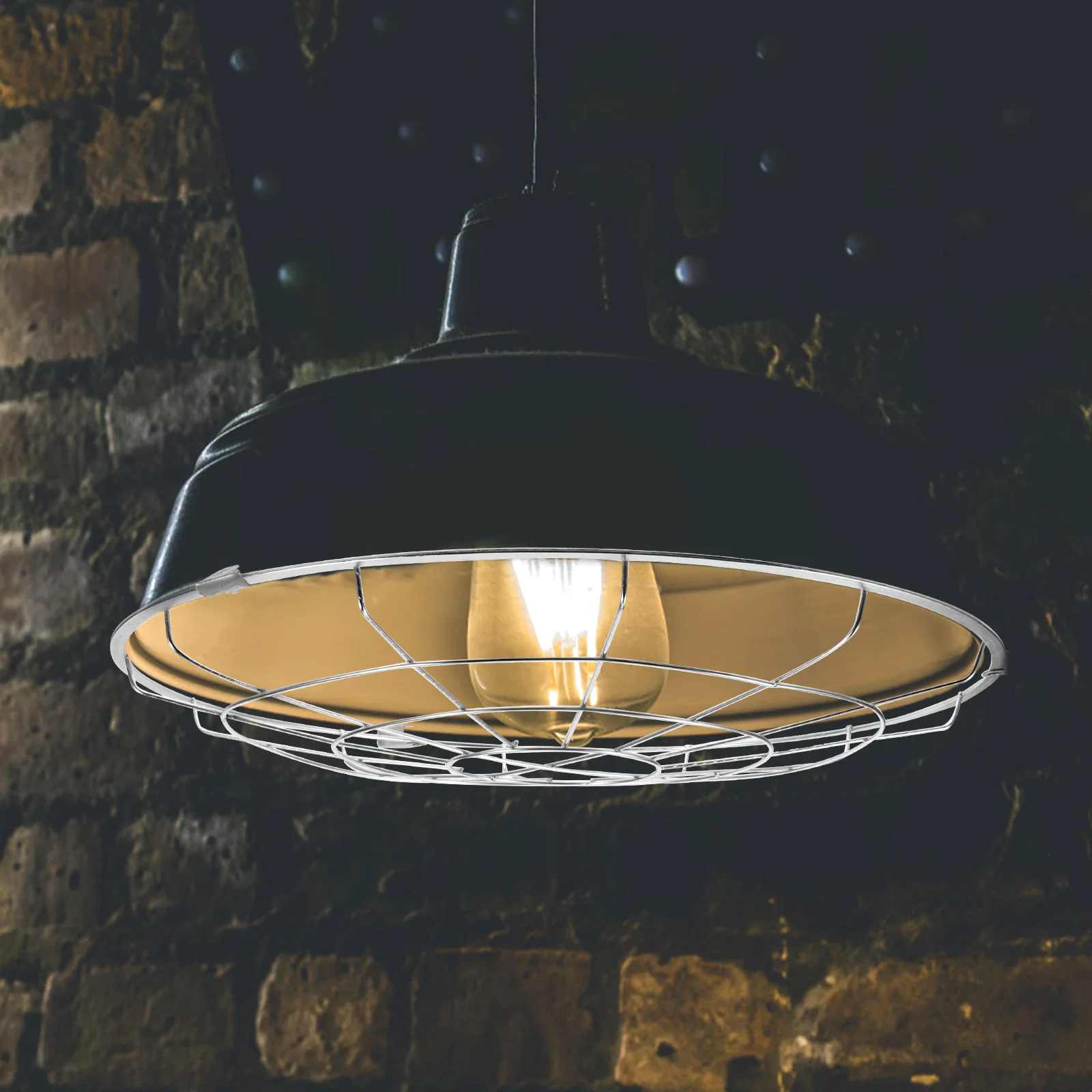 

350Mm Vintage Wire Lamp Shade Guard Sturdy Metal Frame for Pendant Ceiling Lights DIY Bulb Cover Protector for Coffee Shop