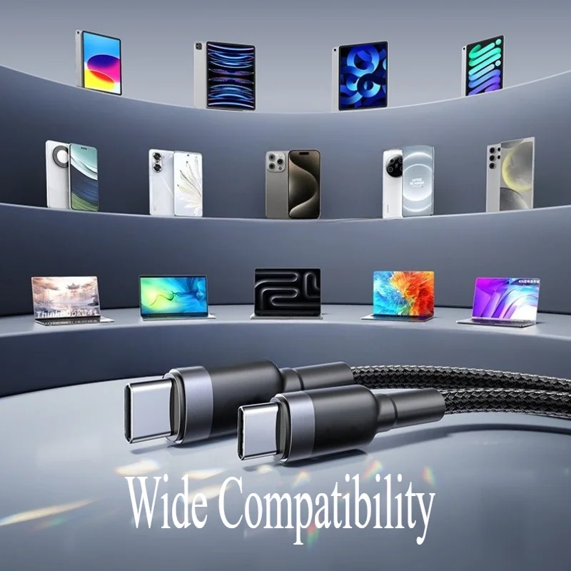 [6 عبوات، 2 م/6.6FT] كابل من النوع C إلى النوع C، شحن سريع 120 وات، سلك متين من النايلون المضفر لجهاز iPad Pro، Samsung S25، S24 S23 S22