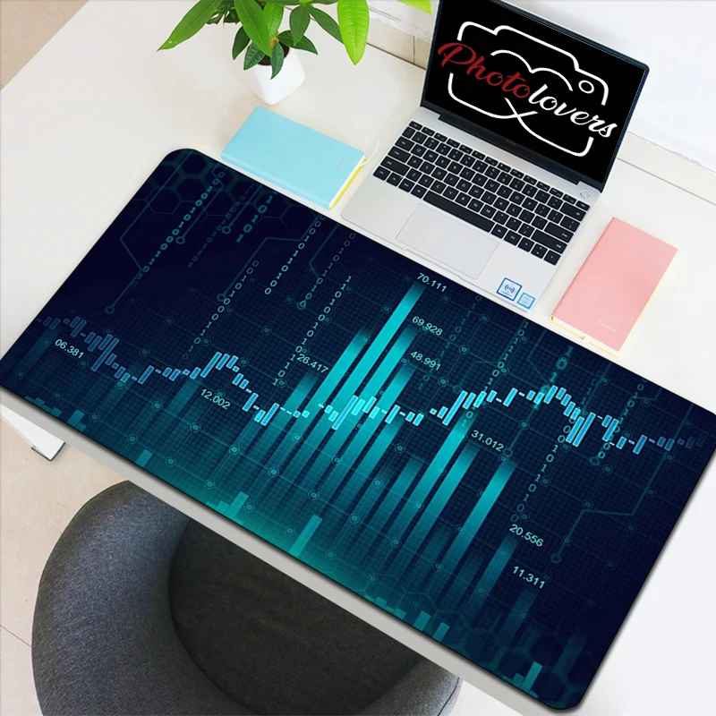 Stock Market Candle Chart Gaming Accessories Keyboard Computer Mouse Pad Speed Pc Cabinet Mousepad Gamer Desk Mat Xxl Large Mice