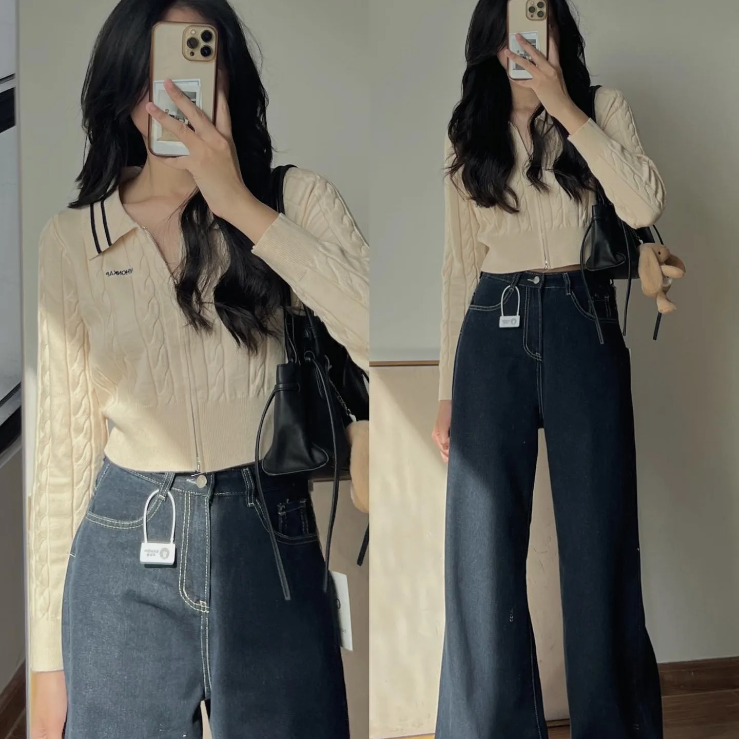 Chic Contrast Color Zipper Knitted Short Fit Sweater for Women Early Autumn Casual Style Regular Fit Single Piece Online Excl...
