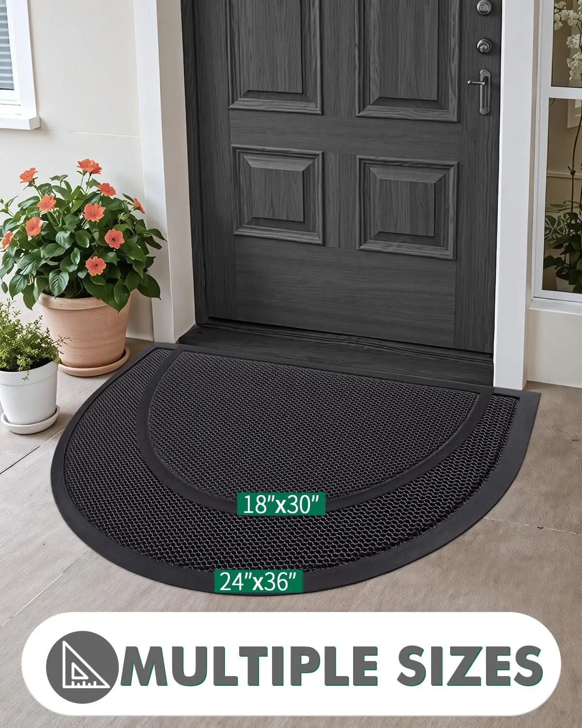 2026Dust Removal Non-slip Half Circle Welcome Mat/outdoor Entrance Channel Durable Anti Slip Rubber Front Door Mat Home Entrance