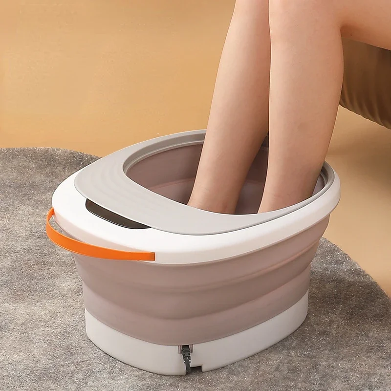 Automatic Foot Bath, Massage Folding Basin with Red Light Therapy, Temperature Control Soaker Tub, Relaxing Spa Experience