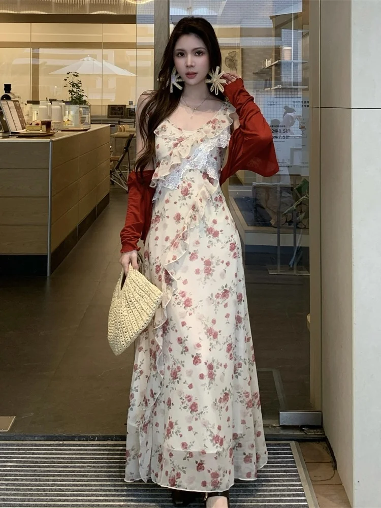

plus Size Floral Print Sun Protection Shirt Lightweight Elegant Gentle Style Mid-Length Slimming Dress Summer Casual Outerwear
