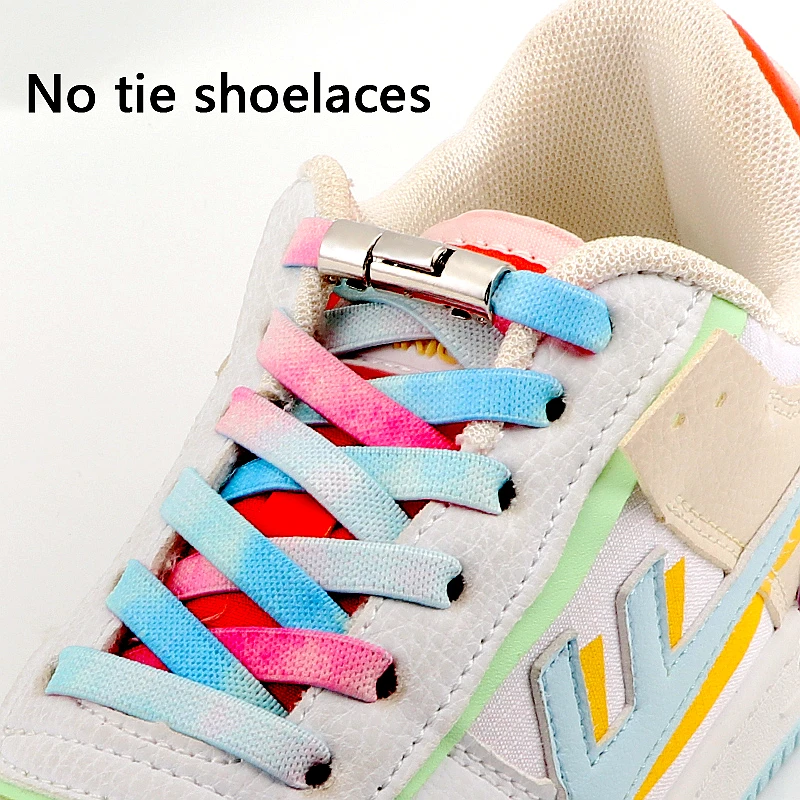 No Tie Shoelaces Gradient Laces Without Tying Round Metal Locks Elastic Laces For Sneakers Quick Lazy Accessories For Men Women