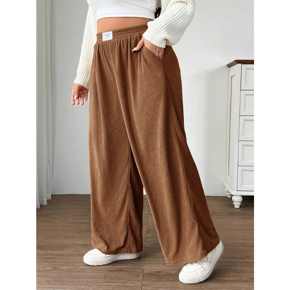 سروال قصير نسائي للخريف بمقاس كبير - سلسلة ألوان ميلارد لنمط بسيط عالي الخصر مريح مستقيم الساق #3