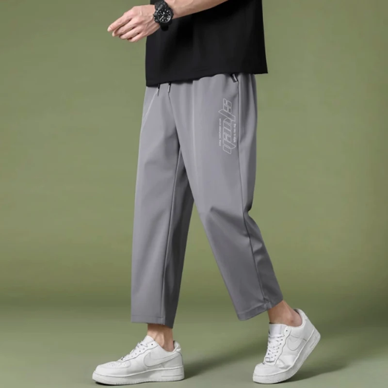 Boys retro high street trend 2024 all loose nine-point pants spring and autumn fashion brand new simple casual sports pants