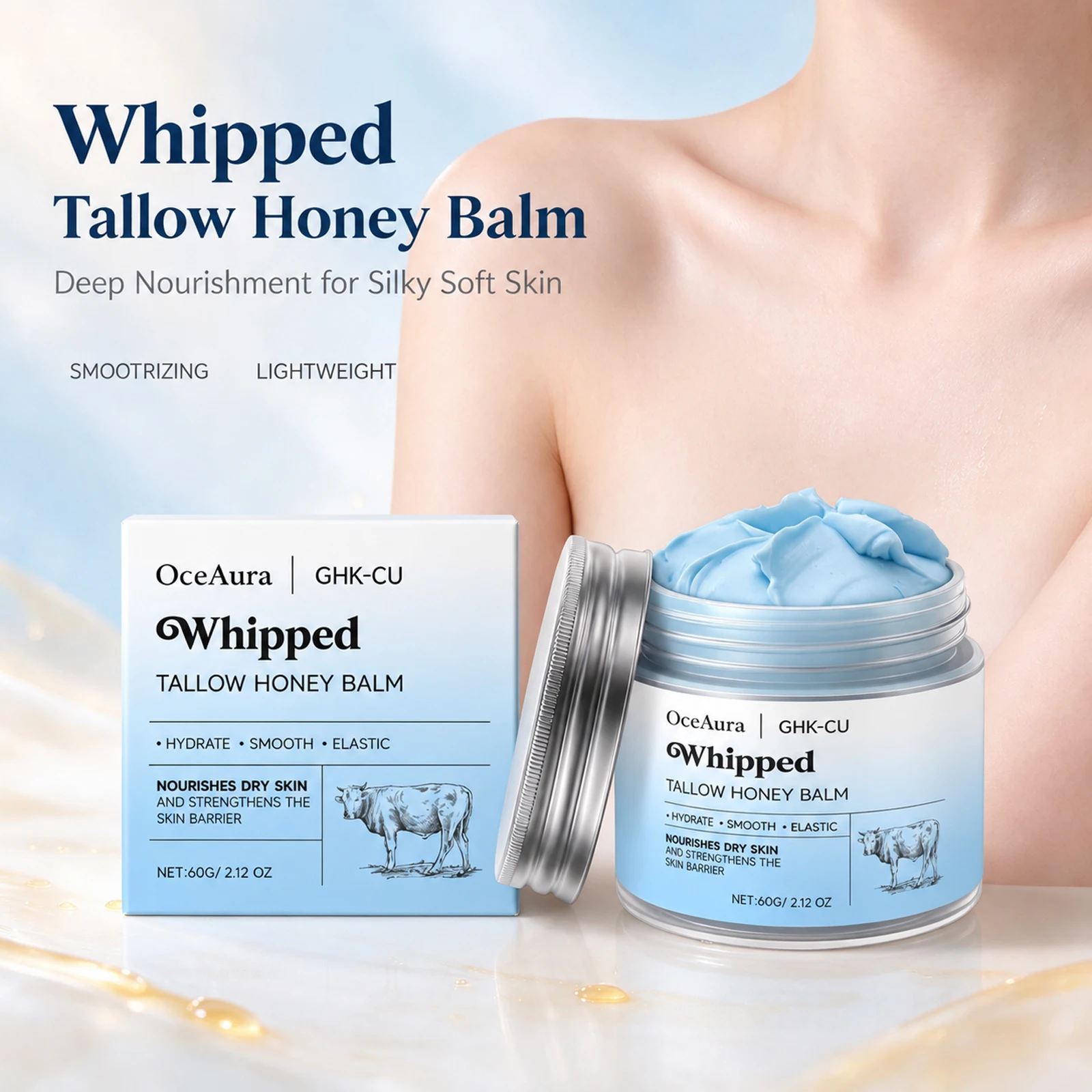 Tallow Honey Body Balm for Skin Barrier Repair Strengthen Face and Body Moisturizer Smooth Nourish Dry Skin Care Cream