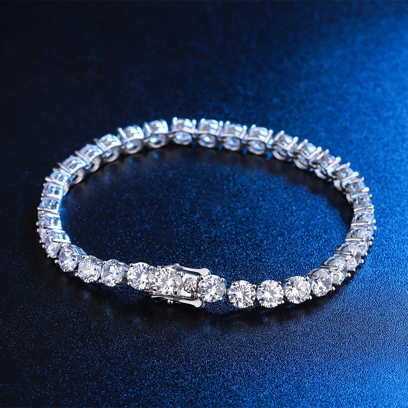 AIFAFA 2/3/4/5mm Full Moissanite Tennis Bracelet for Women Men Sparkle Lab Diamond Hand Chain S925 Sterling Silver Jewelry GRA