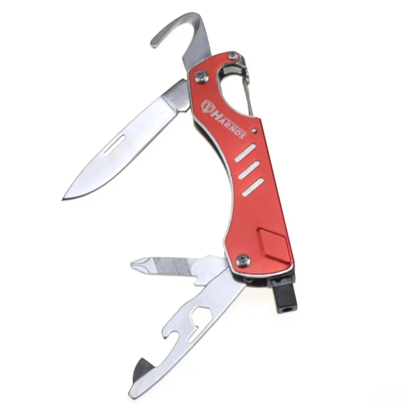 HARNDS Multi EDC Tools with Knife+Bottle Oper+Hexagonal Screwdriver+Glass Breaker+Belt Cutter+Can Opener+File Pocket Tool MT1362