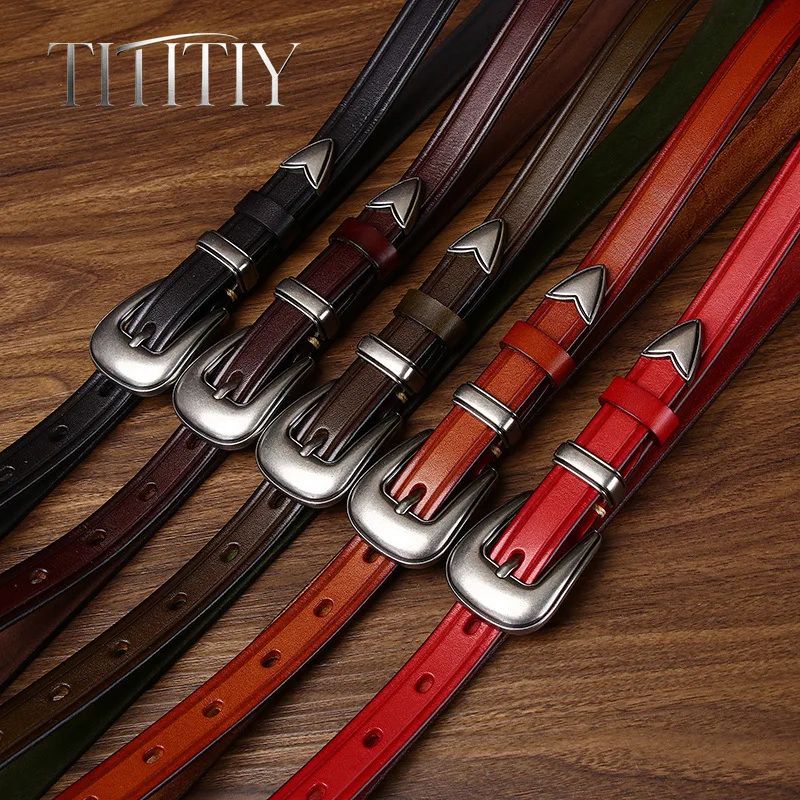 1.8cm Width Genuine Leather Belt Women Alloy Pin Buckle Korean Trend Fashion Versatile Designer Cowhide Waistband for Women